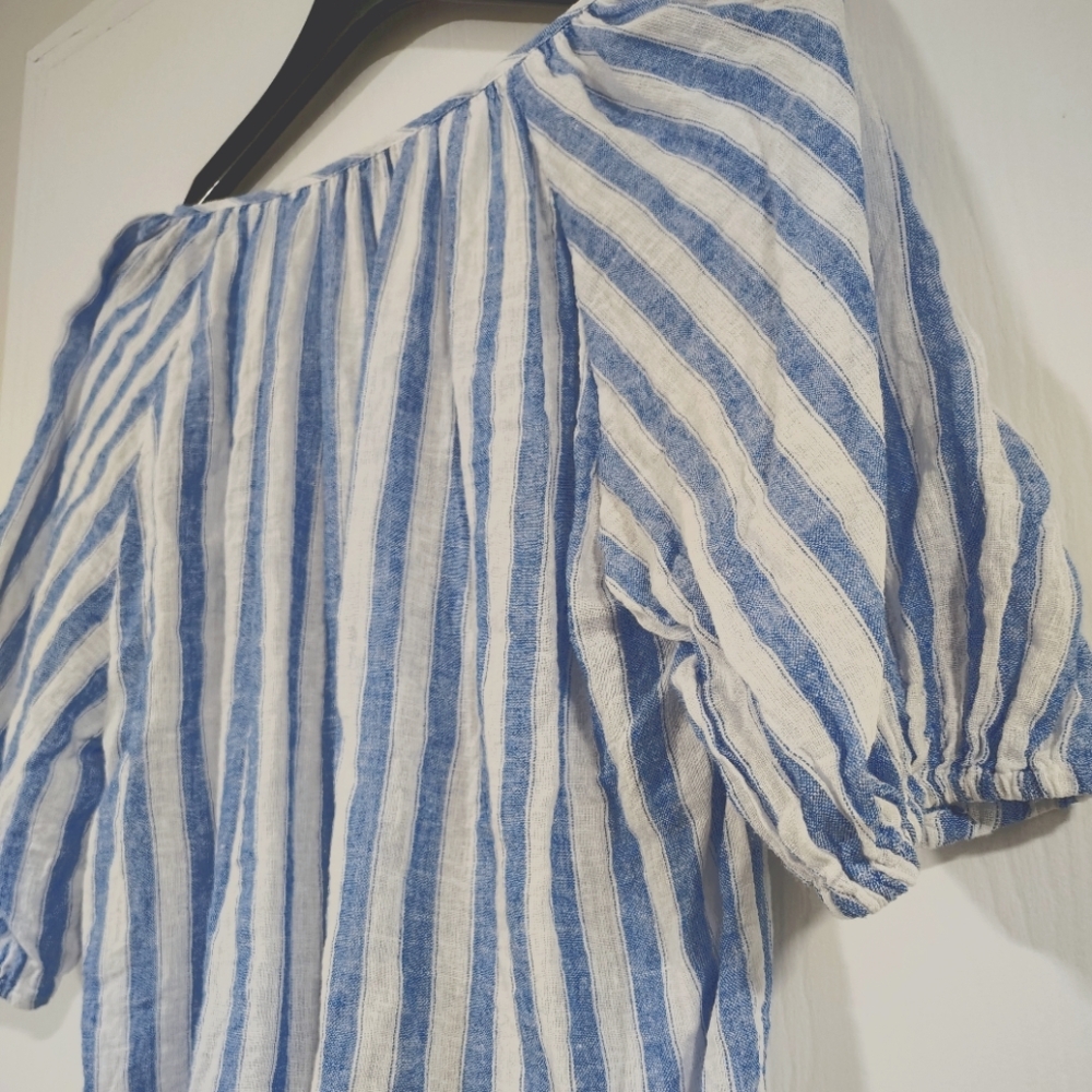 Rails Kirstie Linen Blend Top $168 Blue And White Striped Women's Small Nautical - Picture 12 of 13